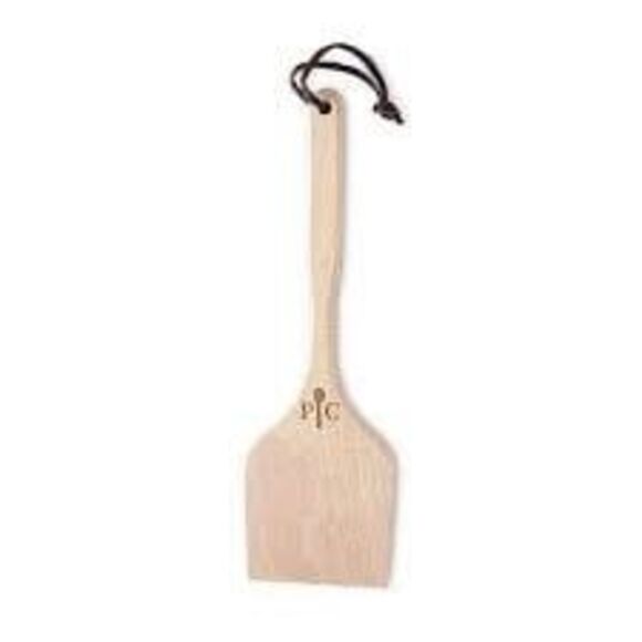 Pampered Chef Wooden Oak Wood Leather Strap Hang Grill Scraper Spatula - Picture 1 of 3
